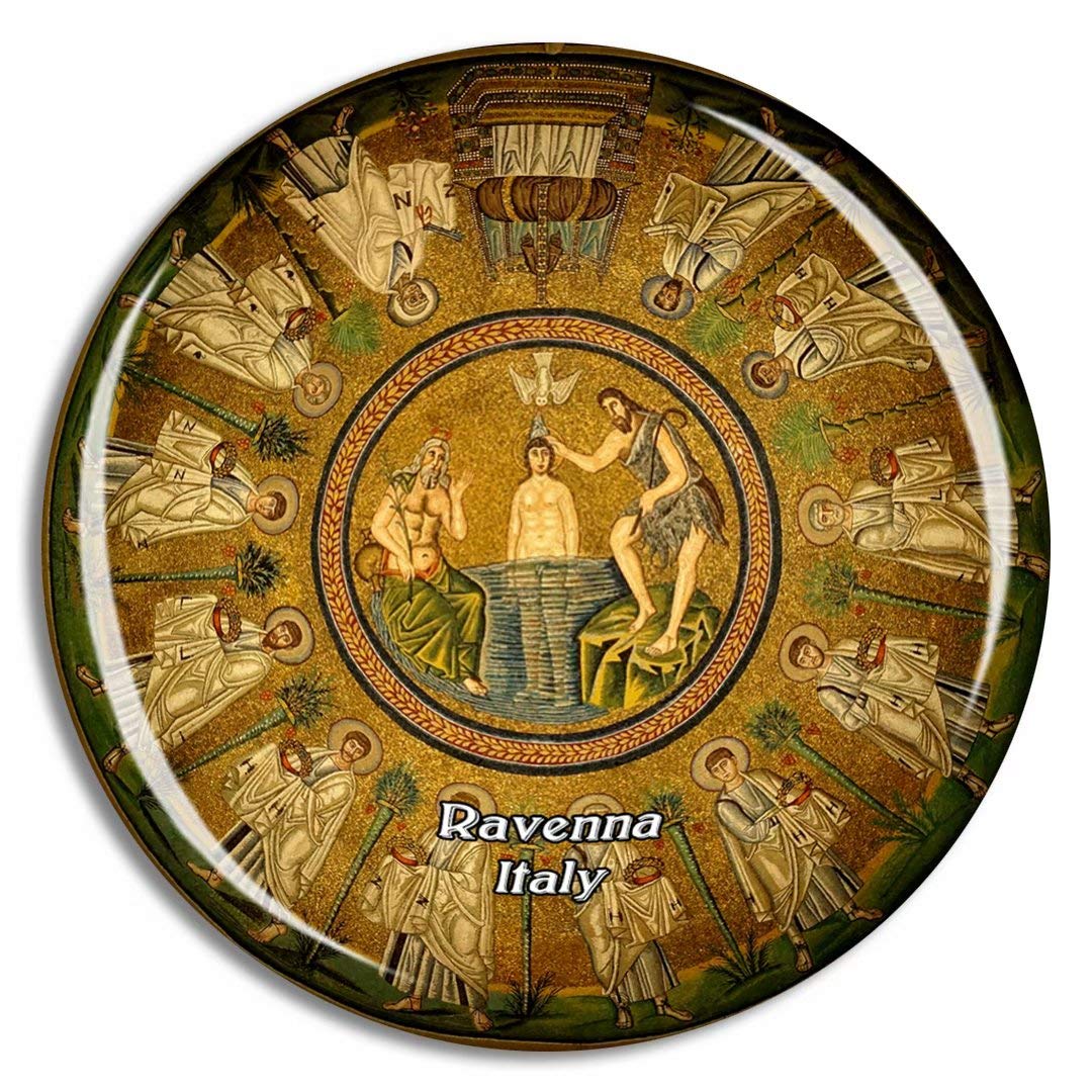 Calamita Da Frigorifero 3D In Cristallo | Mosaici Basilica Di Ravenna | Souvenir Viaggio Italia | Regalo Originale 5x5 Cm | Weekino