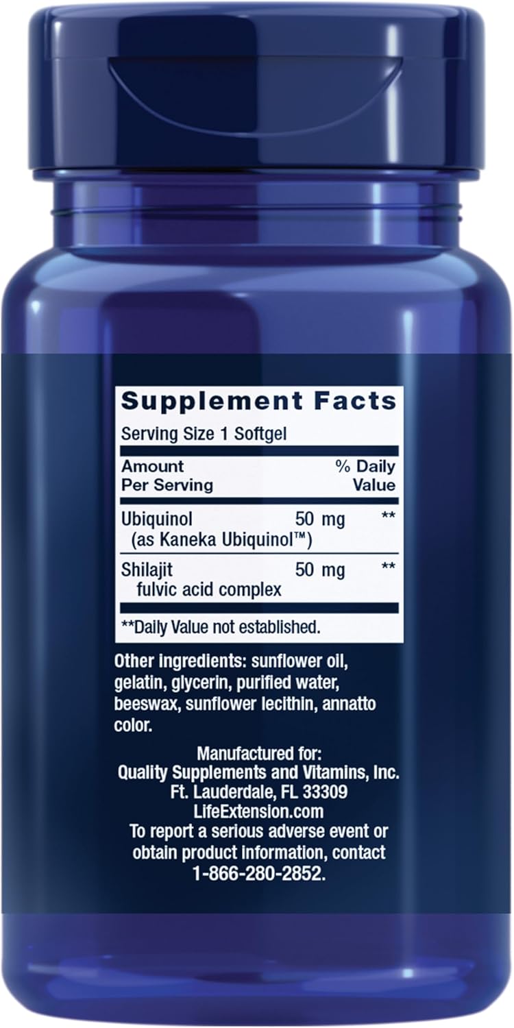 Life Extension Super Ubiquinol CoQ10 with Enhanced Mitochondrial Support, Heart Health Supplement, Maximum Absorption, 50 mg, Non-GMO, Gluten-Free, 100 softgels