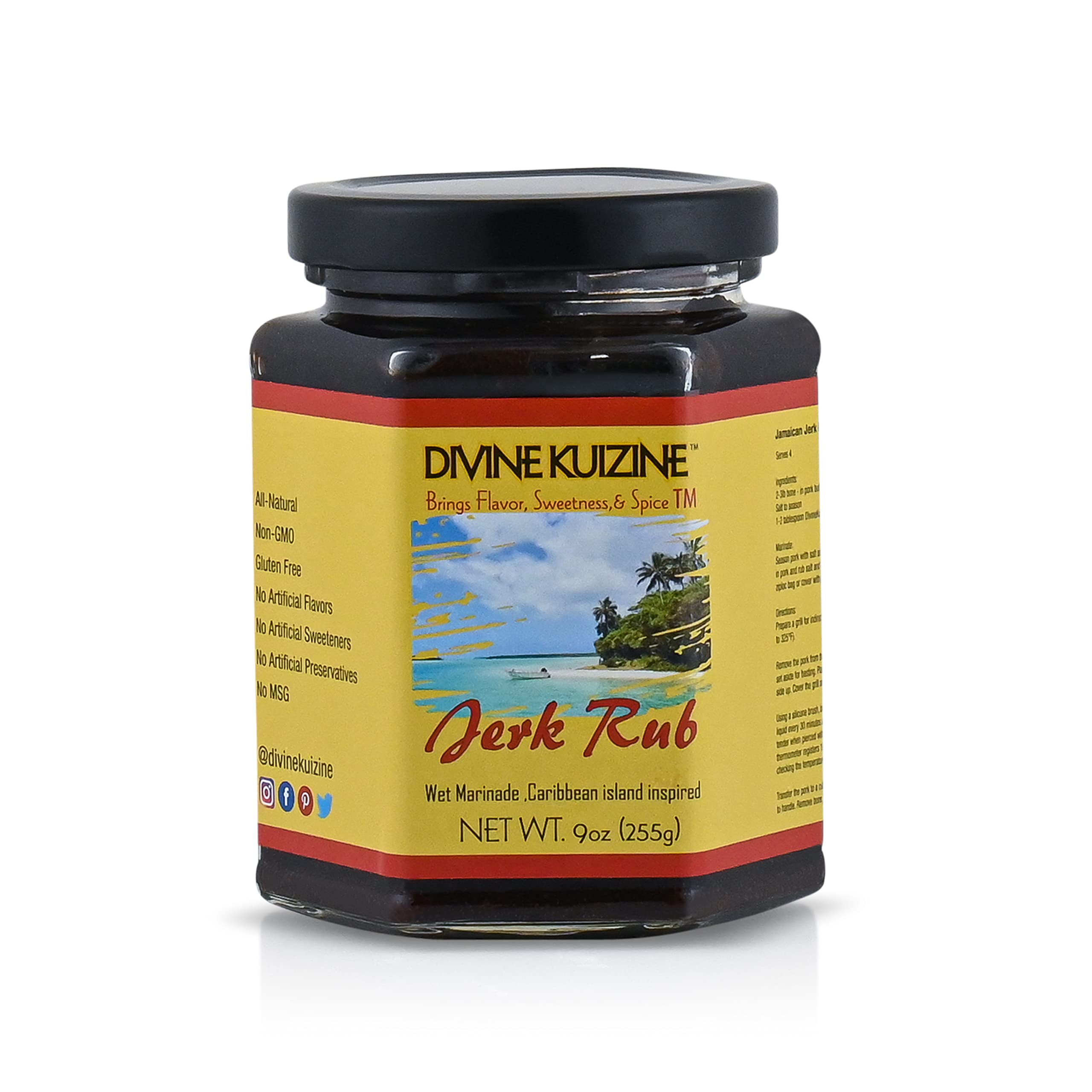 Authentic Jamaican Jerk Seasoning - Hot & Spicy Wet Rub Marinade for Chicken, Pork, Beef, Seafood & Vegetables - All-Natural, No Preservatives (1 Jar)