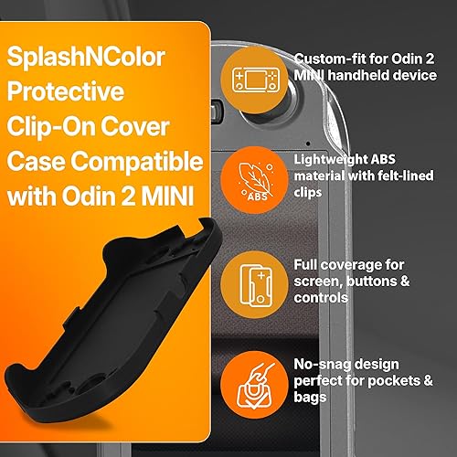 SplashNColor - Funda de consola compatible con Odin 2 Mini Clipshield Slim Funda protectora de bolsillo reversible, emulador de mano retro portátil,