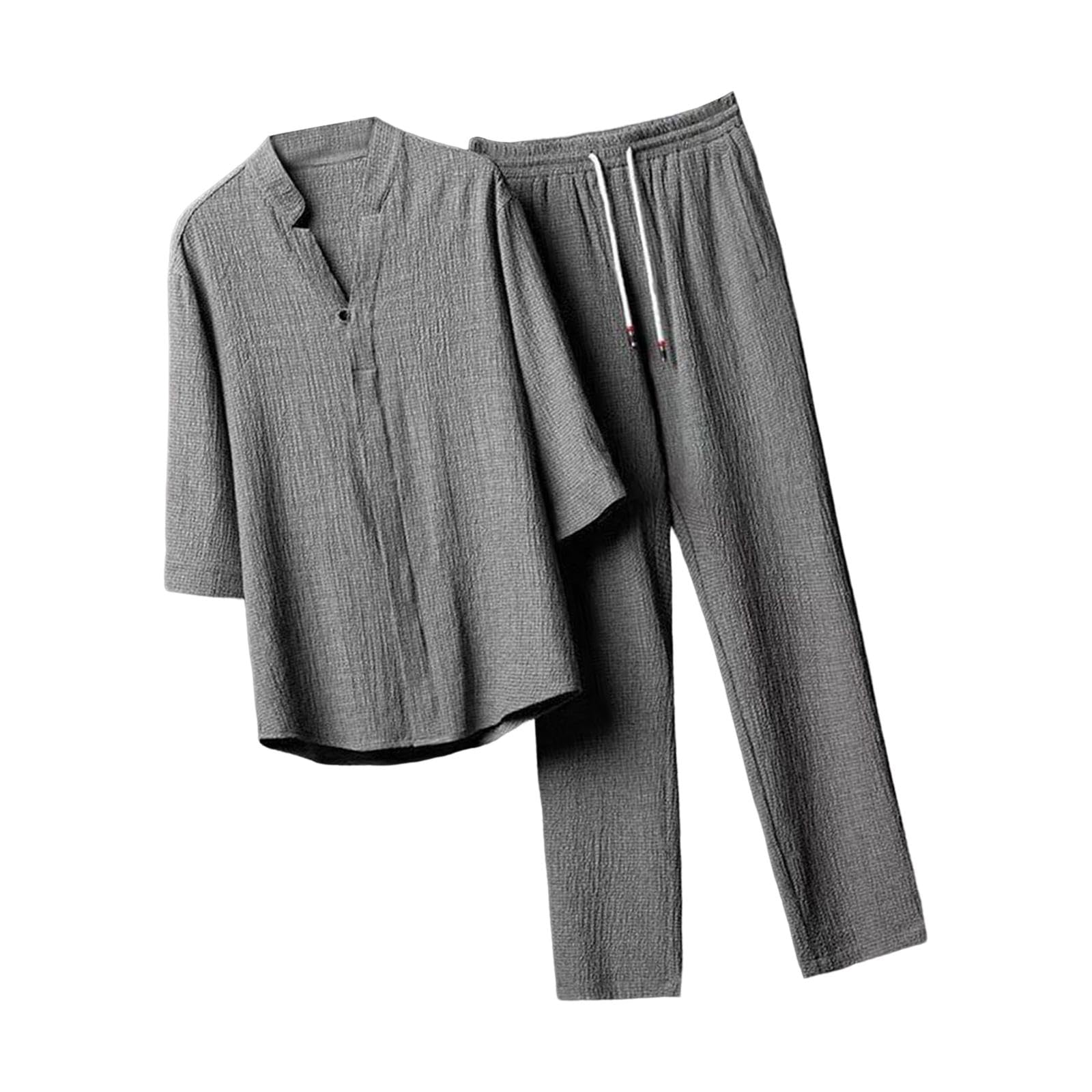 club bollywood Meadawgs® Men's Summer Suits Casual Clothes Loose Pant 3/4 Sleeve Suit Beach 3XL Gray|Clothing Shoes & Accessories | Mens Clothing |Suits|1 Men's 2 Pieces Shirt Set-picture-14