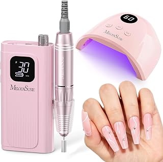 MelodySusie SC300F Cordless Nail Drill & P-Plus30F UV Lamp | Starter Kit for Manicure & Gel Nails, Ideal Kit for Home Salon, Nail Learners & Hobbyists Pink