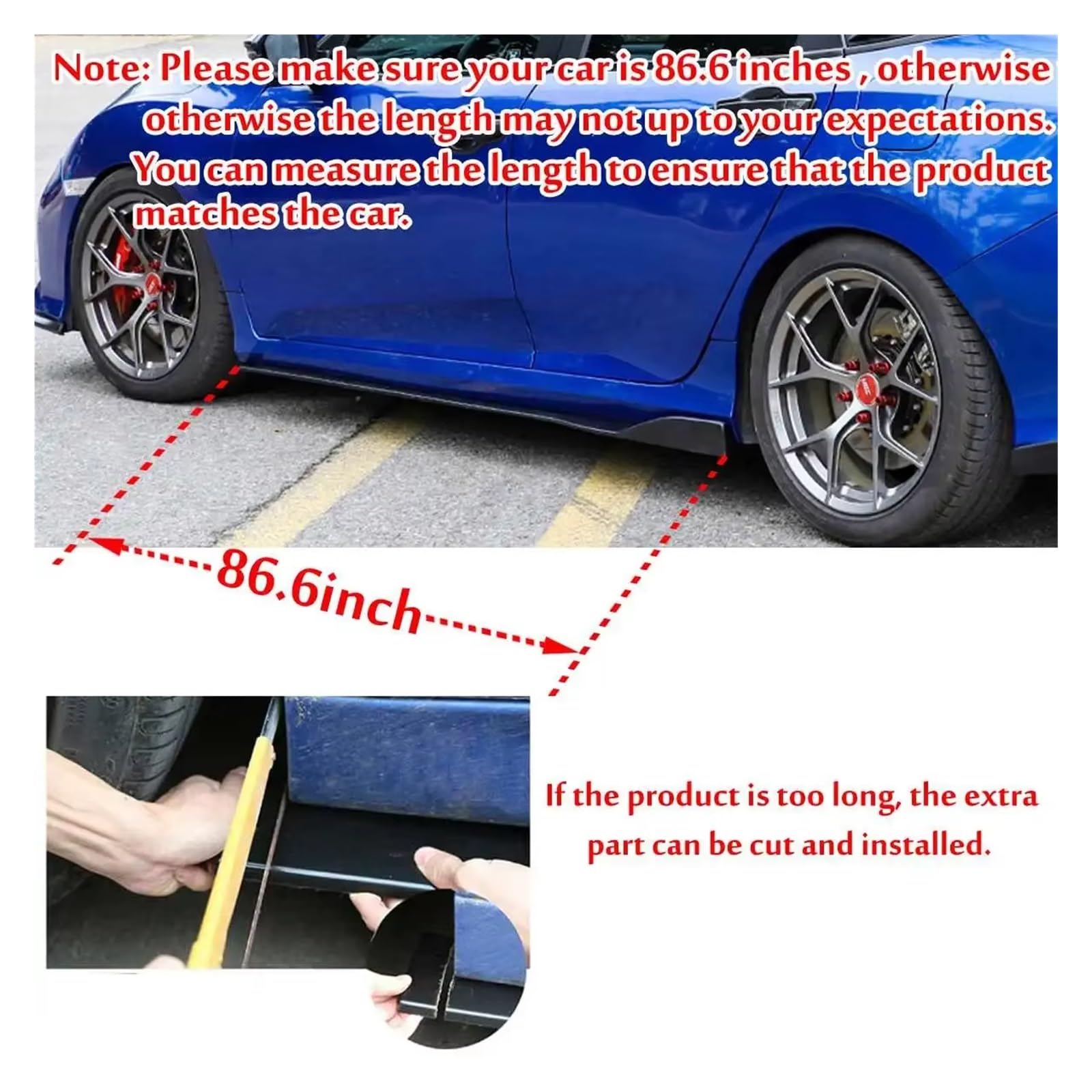 Minigonne Laterali Auto Per Ford Per Mondeo Per Focus Per Fiesta Per ST Per RS ​​Aletta Di Estensione Per Minigonne Laterali Auto Universali Da 2,2 M Minigonne Laterali(Glossy Black)