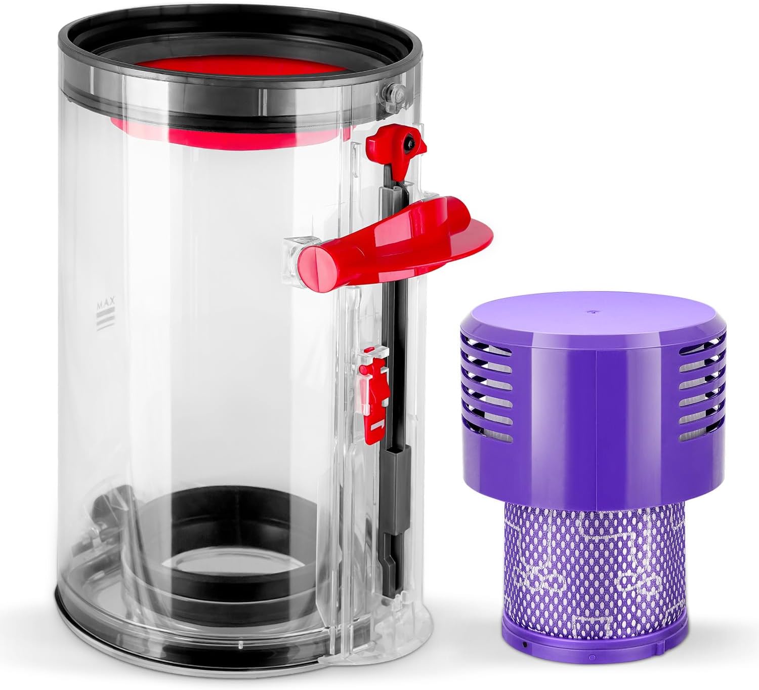 Canister Dust Bin Replacement for Dyson V10 SV12 Animal Absolute Vacuum Cleaner Canister,Large Dust Bin Compatible with V10 Part No.969509-01,with HEPA Filter（NOT FIT Small/Outsize Bin）