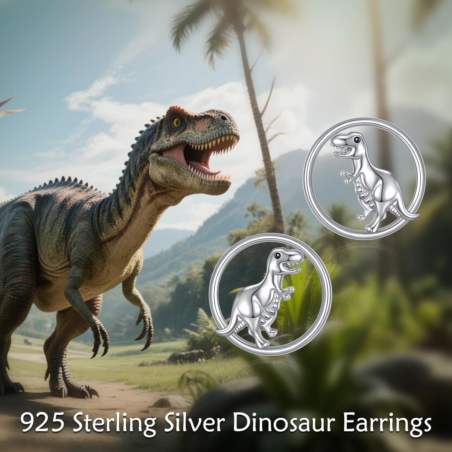 YAFEINI Dinosaur Earrings 925 Sterling Silver Dinosaur Stud Earrings Animal Jewelry Gifts for Women - Image 6