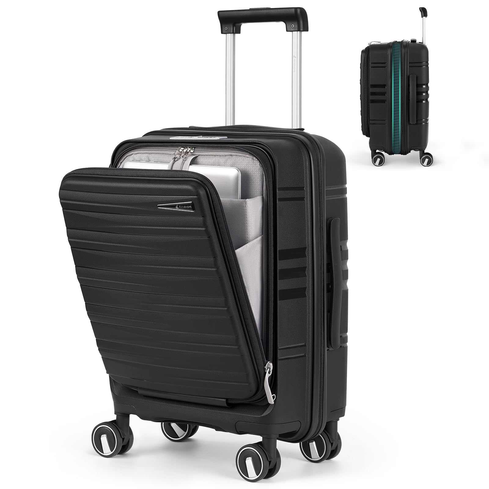 RAINSMORE Expandable Carry on Luggage 20 Inch Airline Approved Carry on Suitcase with Front Pocket Laptop Compartment Hardshell