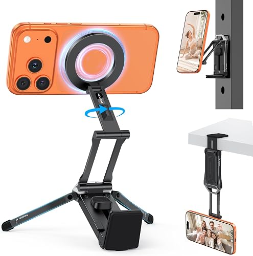 OMOTON TP02 Magnetic Phone Tripod for MagSafe, 360° Pivot, Clamp & Stand