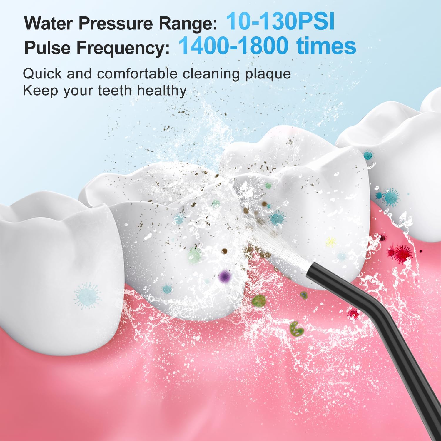 INSMART Idropulsore professionale per denti/gengive/parentesi, 10 livelli di pressione, 8 punte a getto d'acqua per la famiglia, 600 ml, irrigatore dentale elettrico per la pulizia dei denti