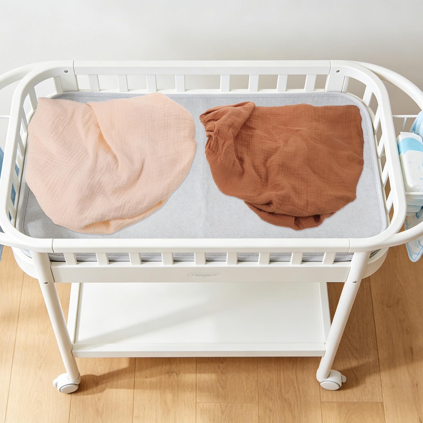 2 fundas suaves para cambiador de pañales de bebé, superficie extraíble y lavable para cambiador, cómoda, guardería y accesorios para el cuidado del bebé.