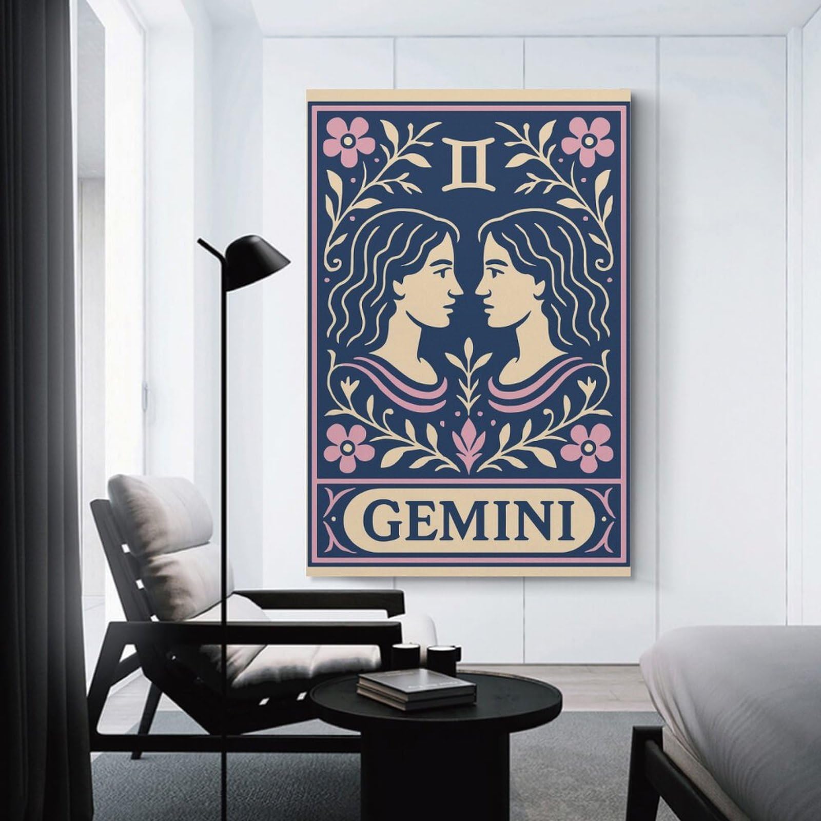 Junmoney Gemini Zodiac Art Canvas Wall Art 20x30inch(50x75cm), for Study, Office Or Focused Interiors, Home Office Artwork with Decorative Appeal