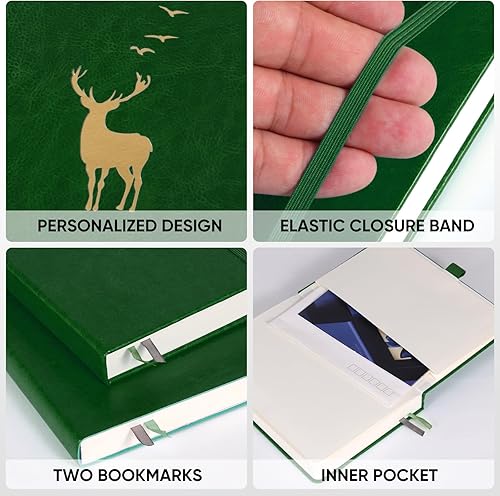 Miniatura 6 de Cuaderno rayado A5  312 páginas numeradas de cuero para escribir, 3 páginas de contenido de índice, papel grueso de 3.53 ozm, tapa dura, 5.75 x 8.38