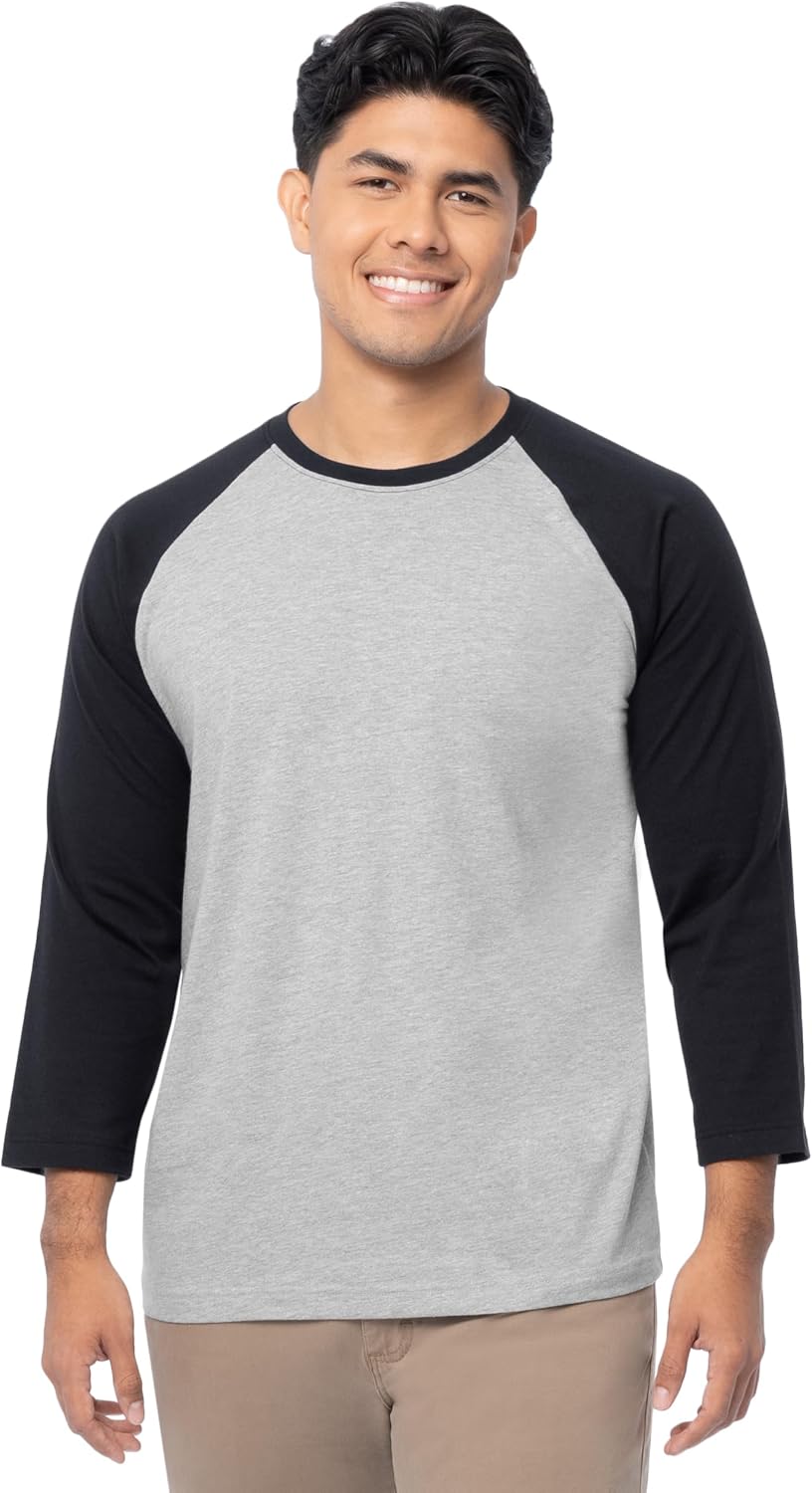 Fruit of The Loom Men's Raglan 3/4 Sleeve Colorblock T-Shirt