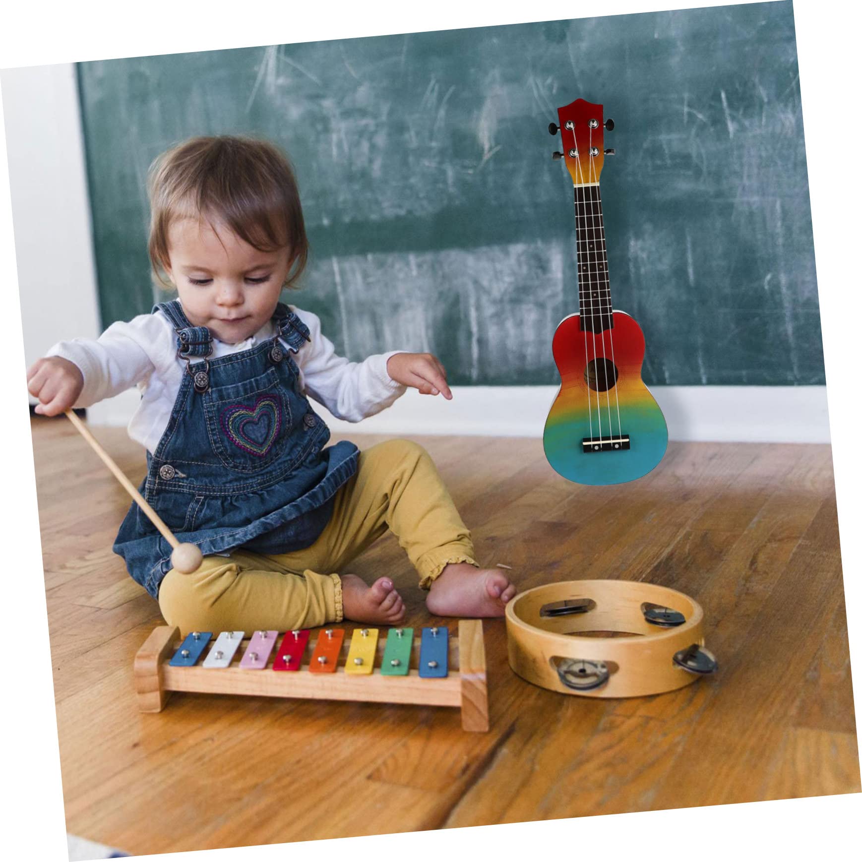 Toyvian Ukulele Chitarra in Legno Naturale da Strumento Musicale Giocattolo per Principianti Impugnatura Comoda
