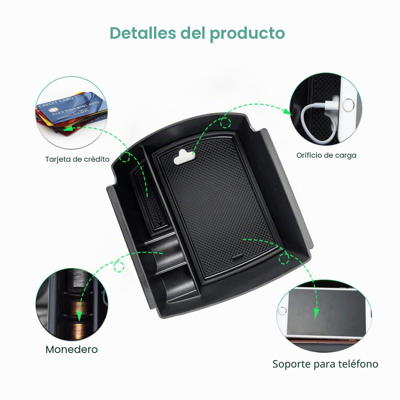 GAFAT 2017-2024 2025 Hyunda-i i30/i30 N/N Line/Fastback Caja de Almacenamiento para Consola Central, Reposabrazos Organizador Bandeja Guantera, Compatible con Hyundai i30 [No para Freno Electrónico]