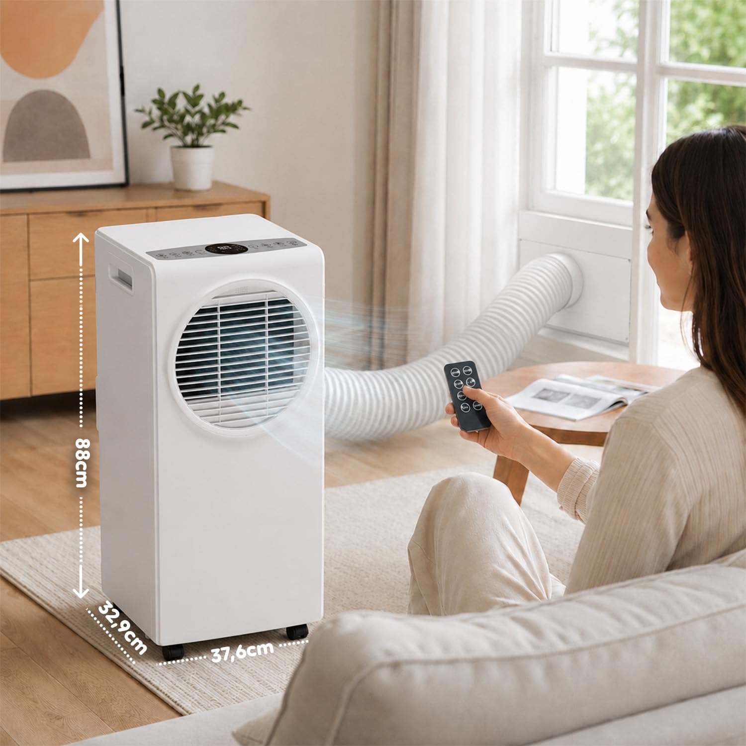 Wintem - Climatizzatore Condizionatore Deumificatore Portatile 9000 BTU 3 in 1 in ABS Ventilatore con Telecomando (Classe A R290), 990W + Timer
