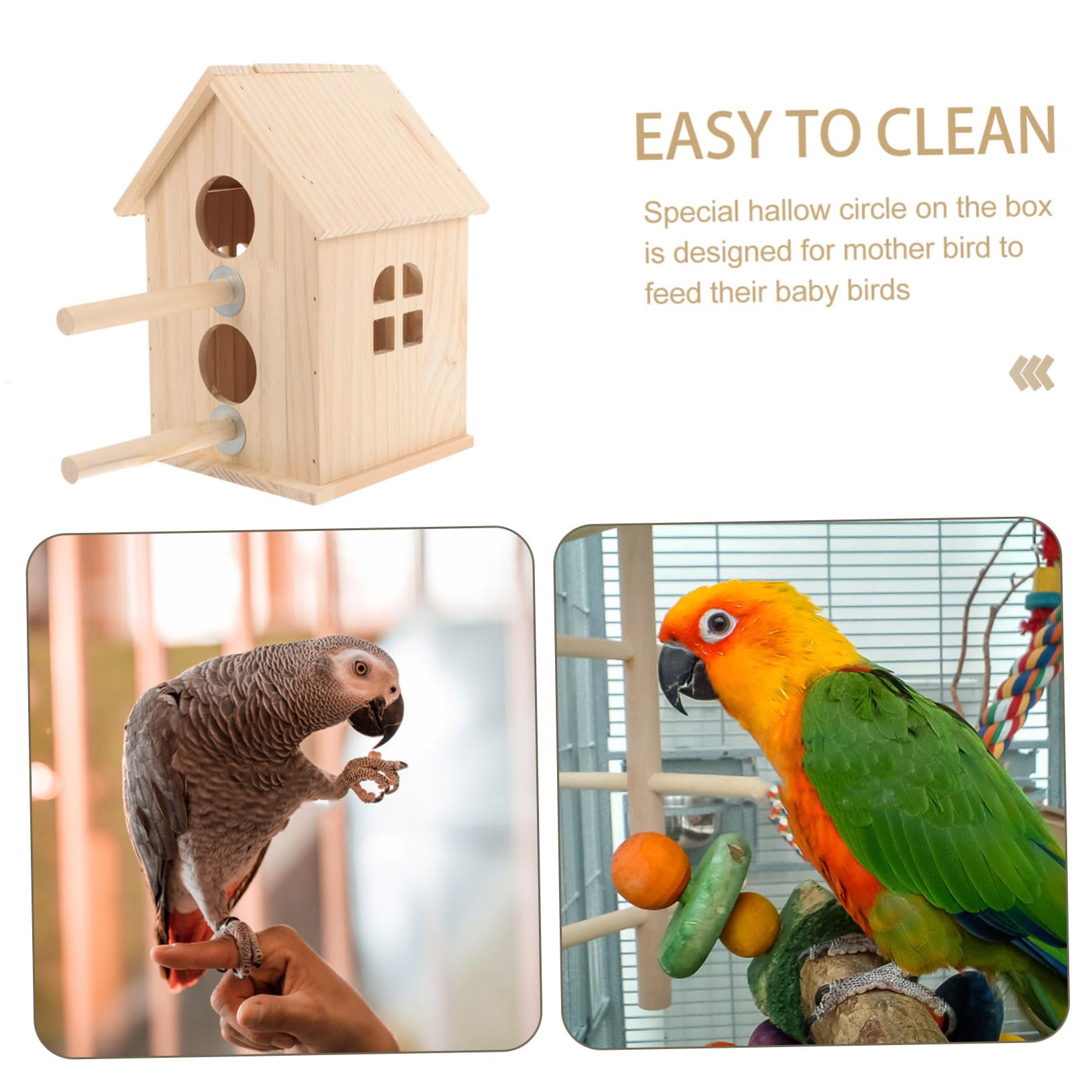 BESPORTBLE Caja terrario de Aves Nido de Periquito de Madera Suministros de cría de Aves nidos de pajaros casa pajaros Juguetes de Aves para periquitos Accesorio Periquito Loro Nido de Pájaro