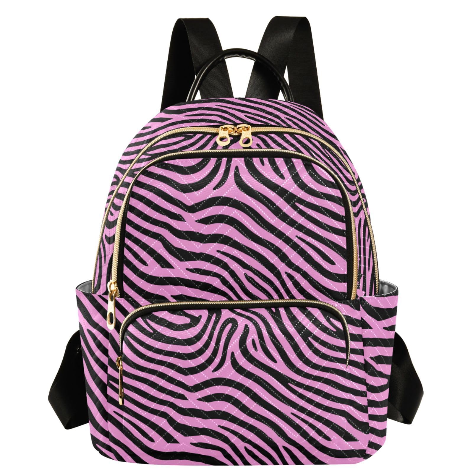 Mochila de gran capacidad para mujer con diseño casual Black Blush Zebras 8