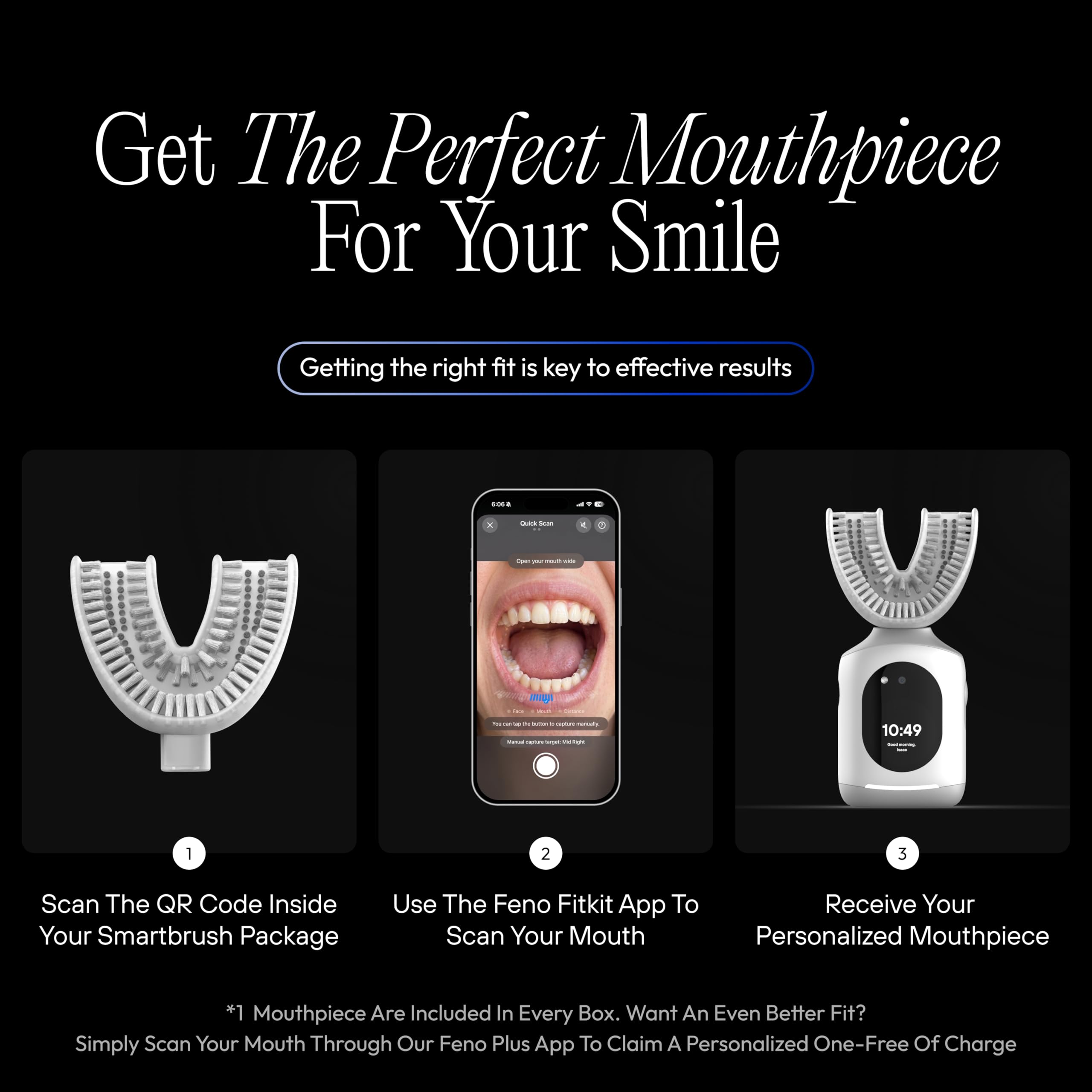 Feno Smartbrush Elite Oral Health - Spazzolino elettrico alimentato dall'intelligenza artificiale con bocchino personalizzato, dentifricio in schiuma (3 tubi), raschietto per lingua, test del