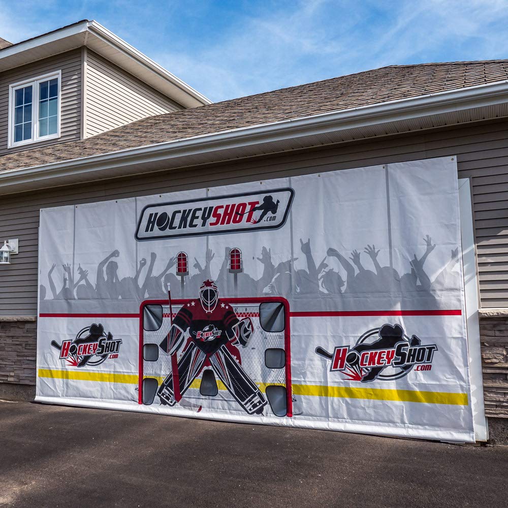 HockeyShotCrowd Goes Wild Hockey Shooting Tarp - 8'x16' Heavy Duty Hockey Net Backstop with Shooting Targets, Indoor/Outdoor, Easy Install & Removal, Enhance Hockey Training for Players & Coaches