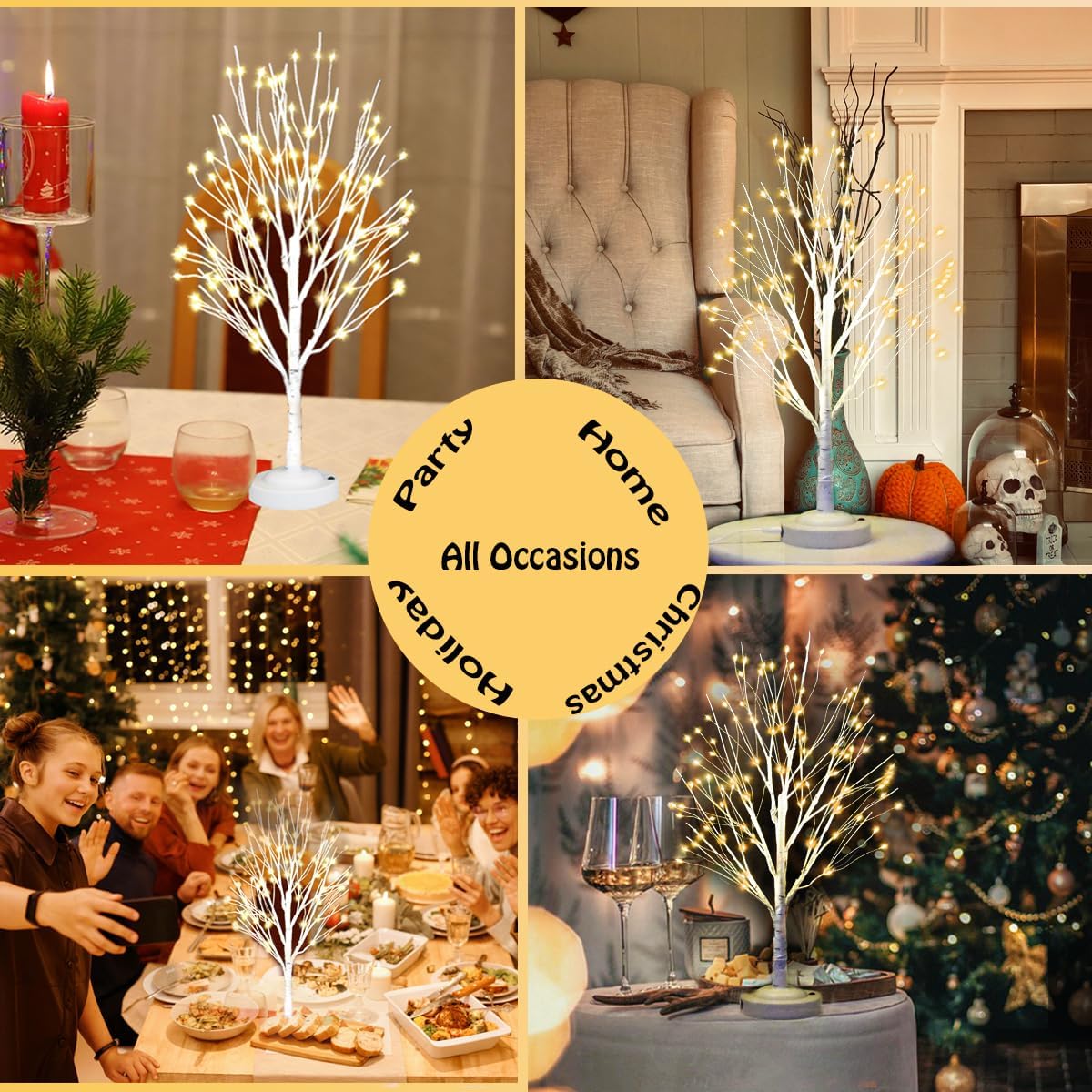 144 LED Birch Tree with Lights, USB/Battery Powered Warm White Artificial Tree Lamp, Mini Fairy Light Tree Tabletop Decor for Home Office Room Indoor, Christmas Wedding Party Festival - Image 6