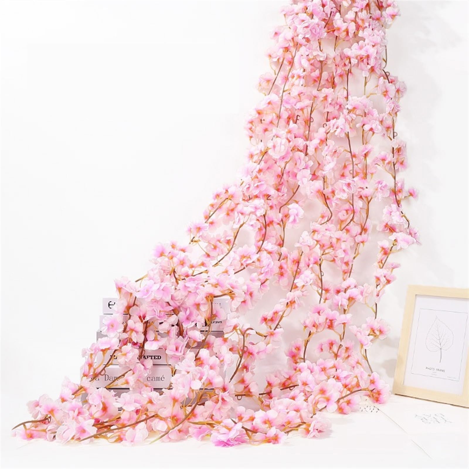 MNUvxzaewf Pink Sakura Garland Cherry Blossoms Vines Garden Arch Decor Wedding Party Home Decoration(1.8m pink)