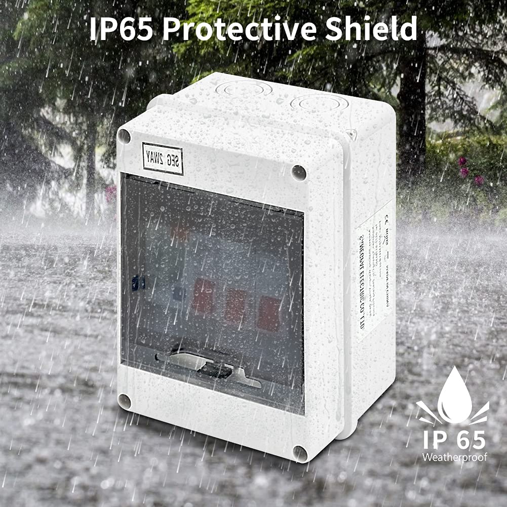 Circuit Breaker Panel, 2 Way Consumer Unit Circuit Breaker Fuse Board Garage Canvas Electricity Circuit Breaker Box with IP 65 Protective Plastic Shield Consumer Unit 40A 30mA RCD 2MCB 6A+16A - Image 4