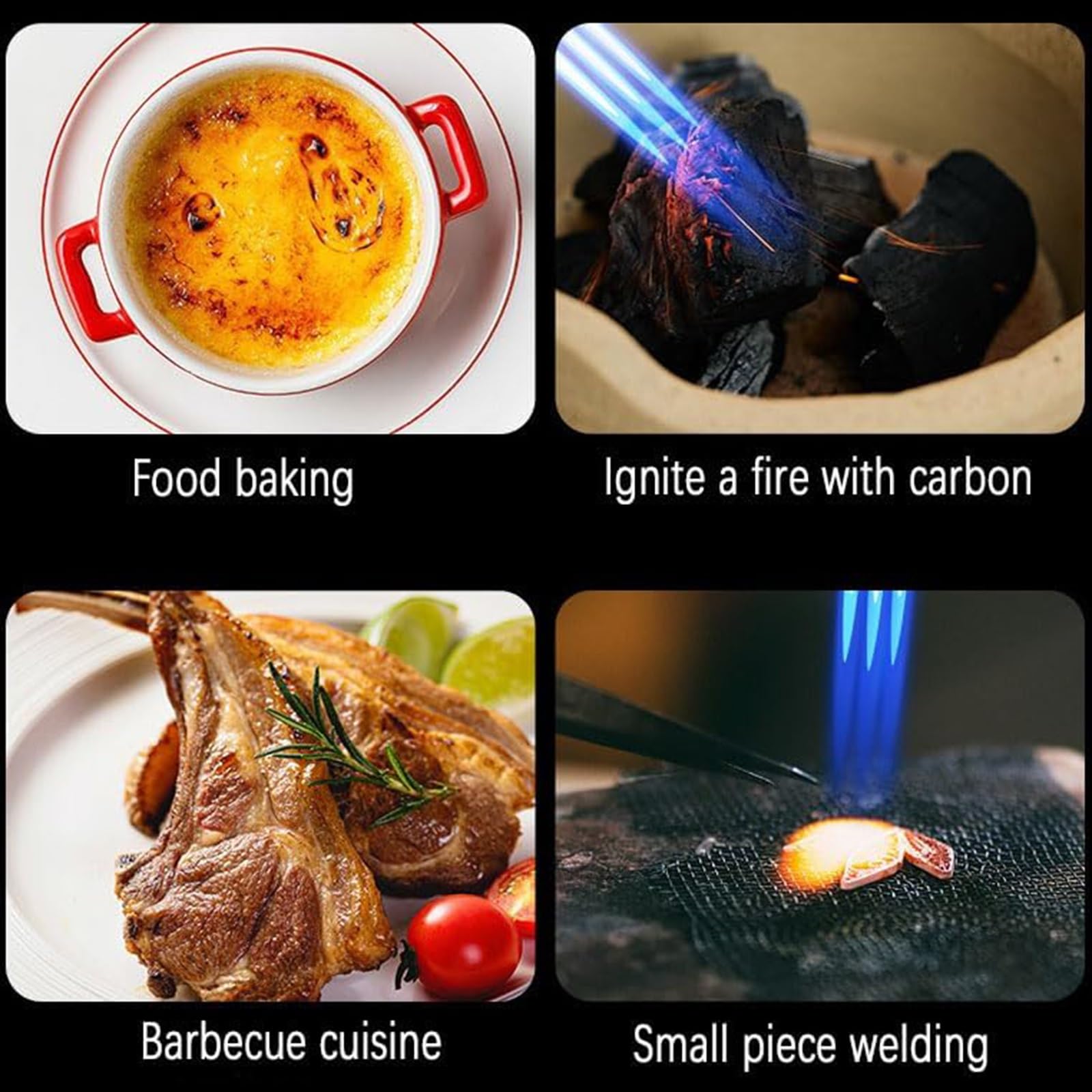 Linterna de butano, mini encendedor de llama recargable para cocinar, hornear, soldar, barbacoa, soplete portátil ajustable