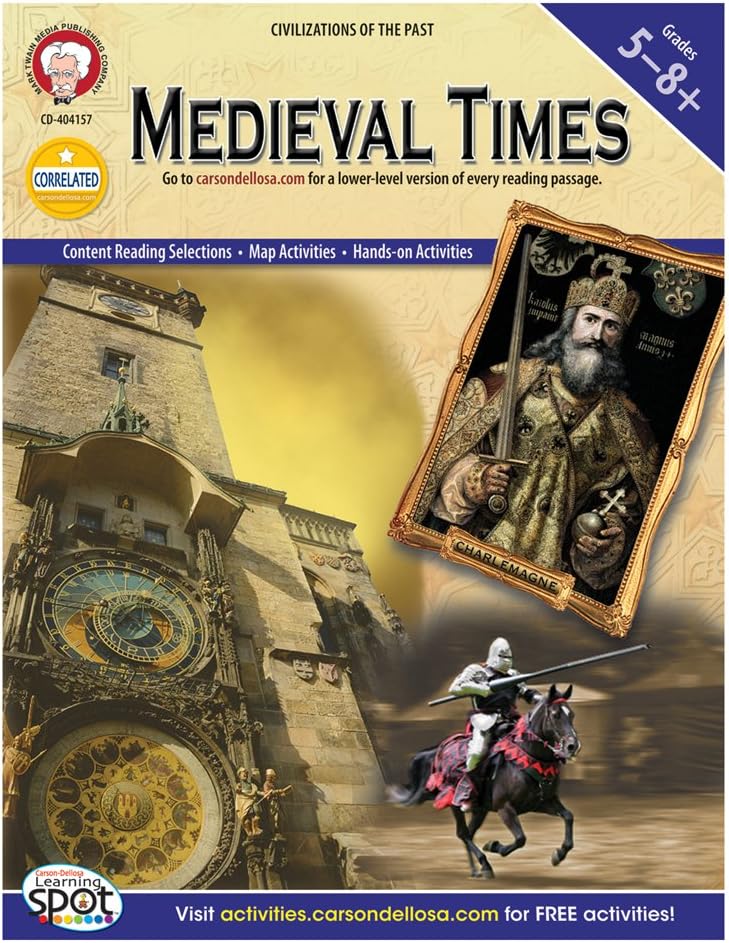 Mark Twain Medieval Times World History Book, Social Studies Workbook for Kids Grades 5 and Up With Critical Thinking, Map Skills, and Hands-on Activities, Classroom or Homeschool Curriculum