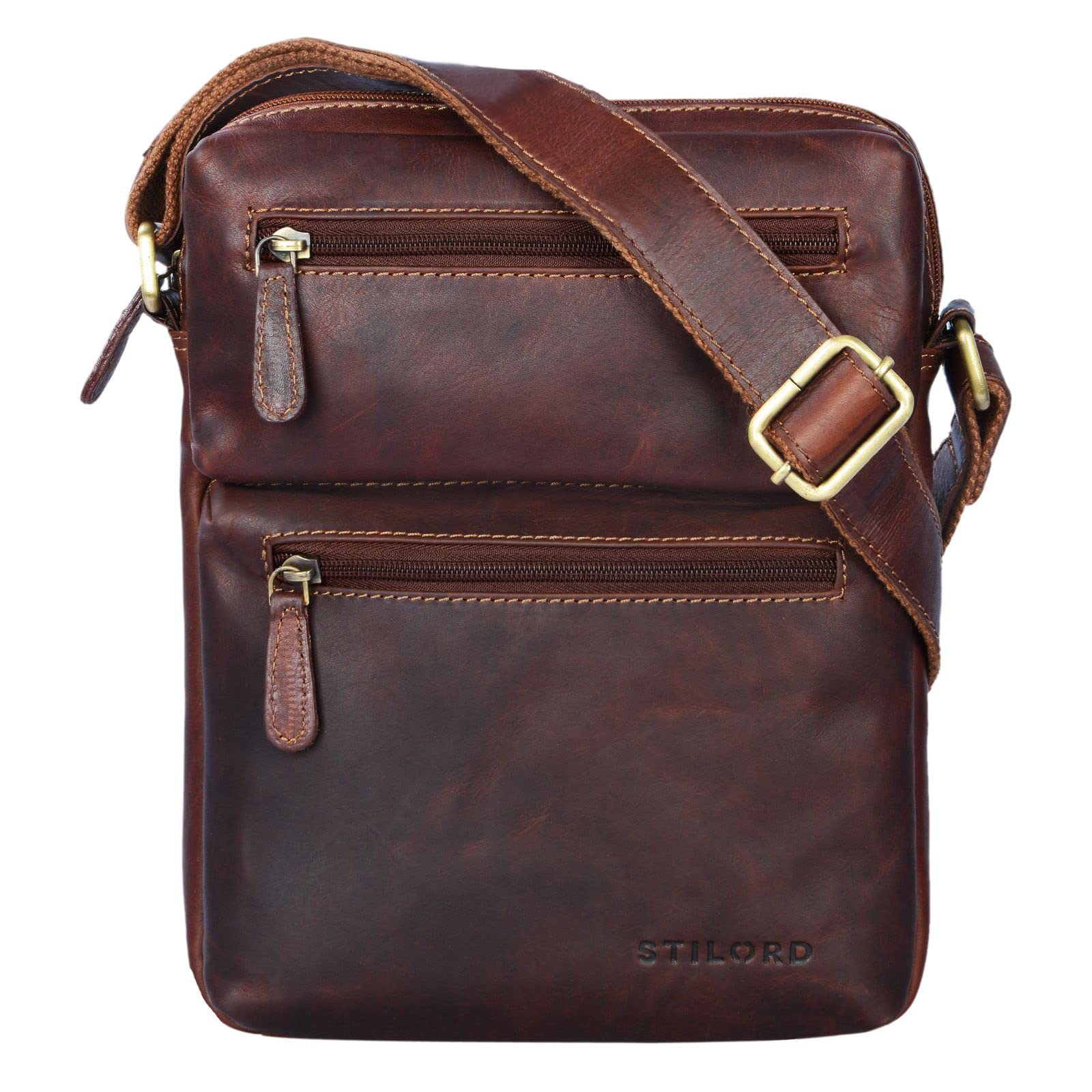 STILORD "Moritz" Borsa piccola a tracolla pelle Uomo Donna Borsello Messenger vintage con tasche Borsetta in cuoio marrone Colore:cognac-marrone