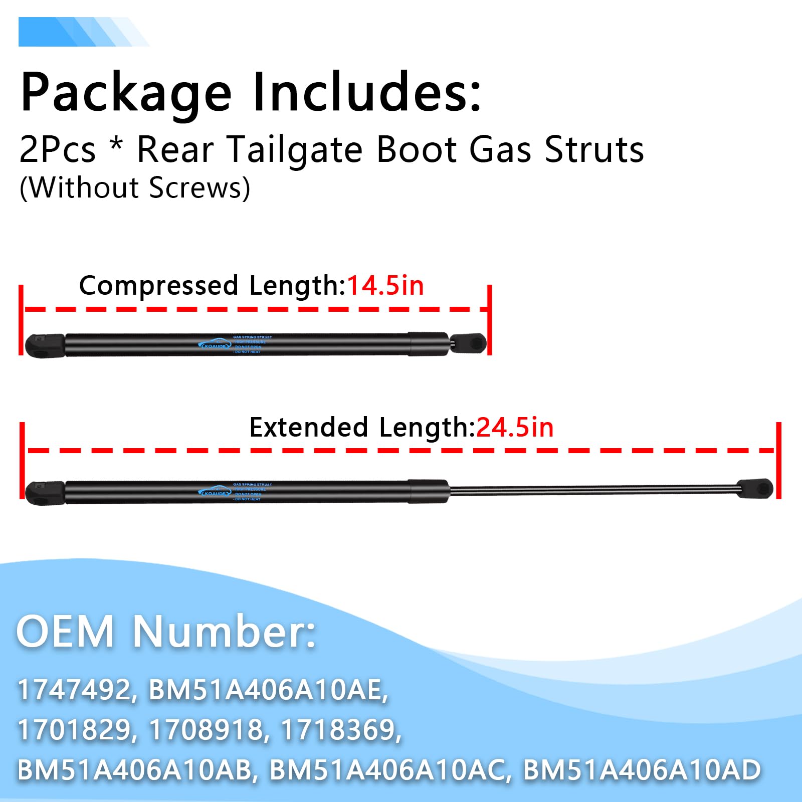 2x Molle a Gas Ammortizzatori Posteriori per Ford Focus MK3 2010-2018 Nero Pistoni Portellone Posteriore 385N 600MM Pistoni per Portellone Posteriore Sostituire #BM51A406A10AE