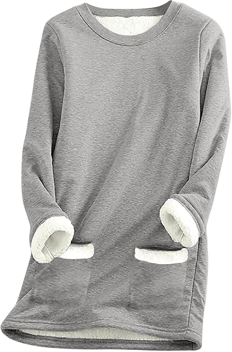 Sudadera de forro polar sin capucha Ceboyel para mujer Sudaderas con túnica forrada de sherpa Ropa cálida de invierno 2023