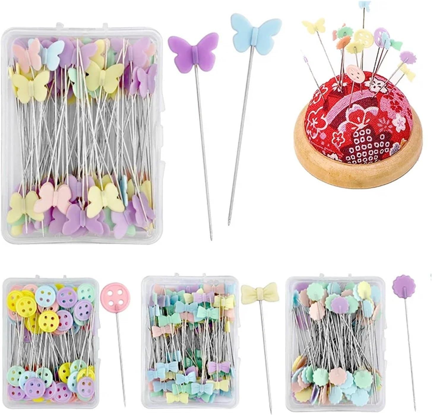 Straight Pins Sewing 14 Boxes of Needle-Shaped Manual Positioning Needles, Handmade DIY Accessories(Butterfly)
