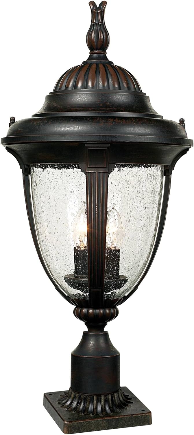 John Timberland Casa Sierra Rustic Vintage Outdoor Post Light with Pier Adapter Bronze Metal 24 1/2" Clear Seeded Glass for Exterior Barn Deck House Porch Yard Patio Outside Garage Front Door