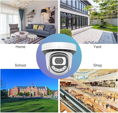 Miniatura 4 de EVERSECU 1080P 247 Cámara de seguridad de domo analógico HD de visión nocturna a color a tiempo completo con LED de luz cálida, 2MP