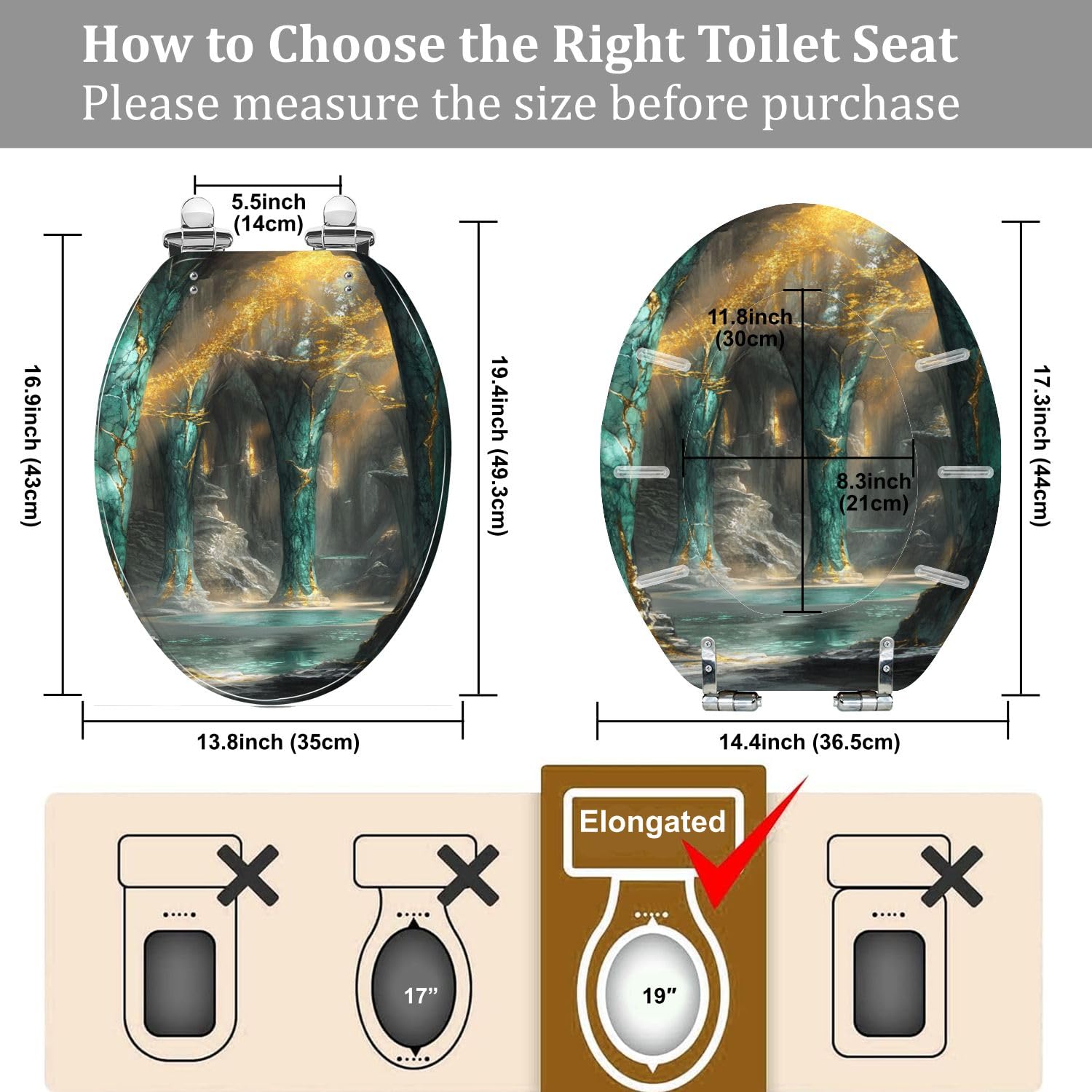 Asiento de inodoro alargado de resina Ethereal Light con de liberación rápida y cierre silencioso.