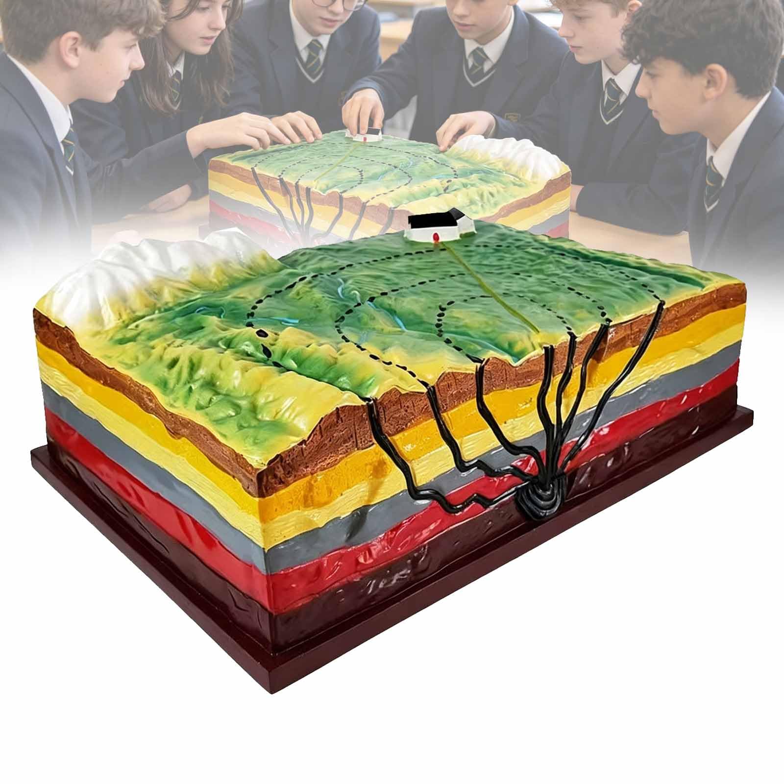 LIULIQ Earthquake 3d Geology Model With Source Epicenter Seismic Wave, Geography Teaching Model, Plate Tectonics Cross-section, Pvc Material, 47×33×13cm, For Middle School Teaching Education Aid