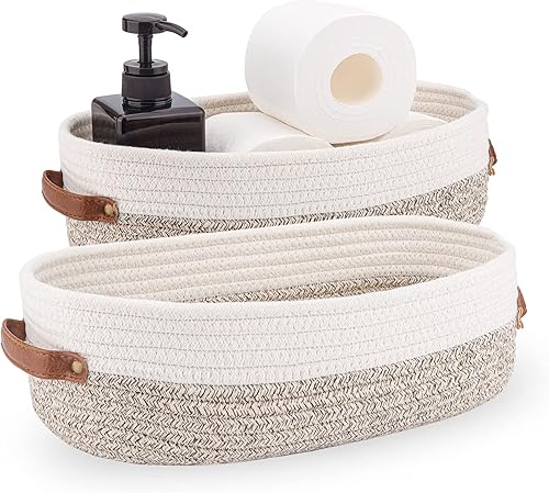 Paquete de 2 cestas de almacenamiento tejidas para tanque de inodoro, cesta organizadora de decoración del hogar de granja para baño, mesa y disponible en Yaxa Peru
