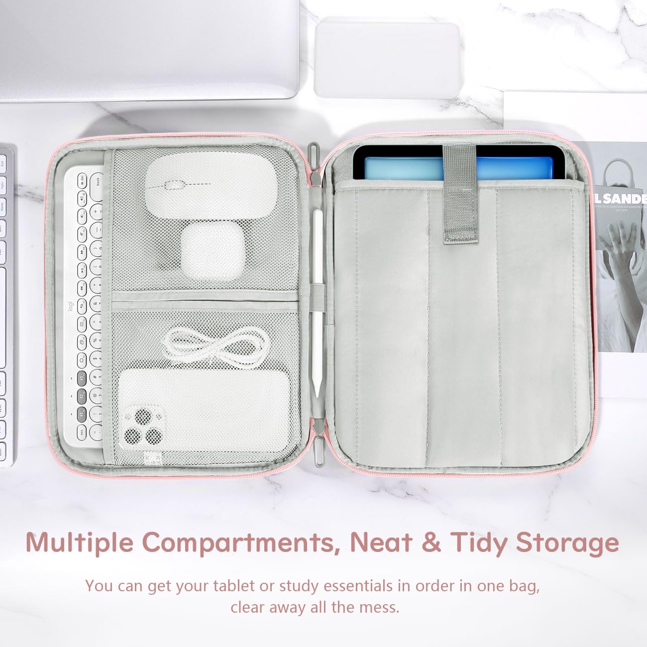 Dadanism 9-11" Tablet Borsa per iPad 10a Gen 10,9", iPad (A16) 11", iPad Pro 11" M4, iPad Air 11" M3 M2, iPad 9/8/7a Gen 10,2", iPad Air 5/4 10,9", Galaxy Tab A9+ Plus 11",Tab M11 11", Rosa