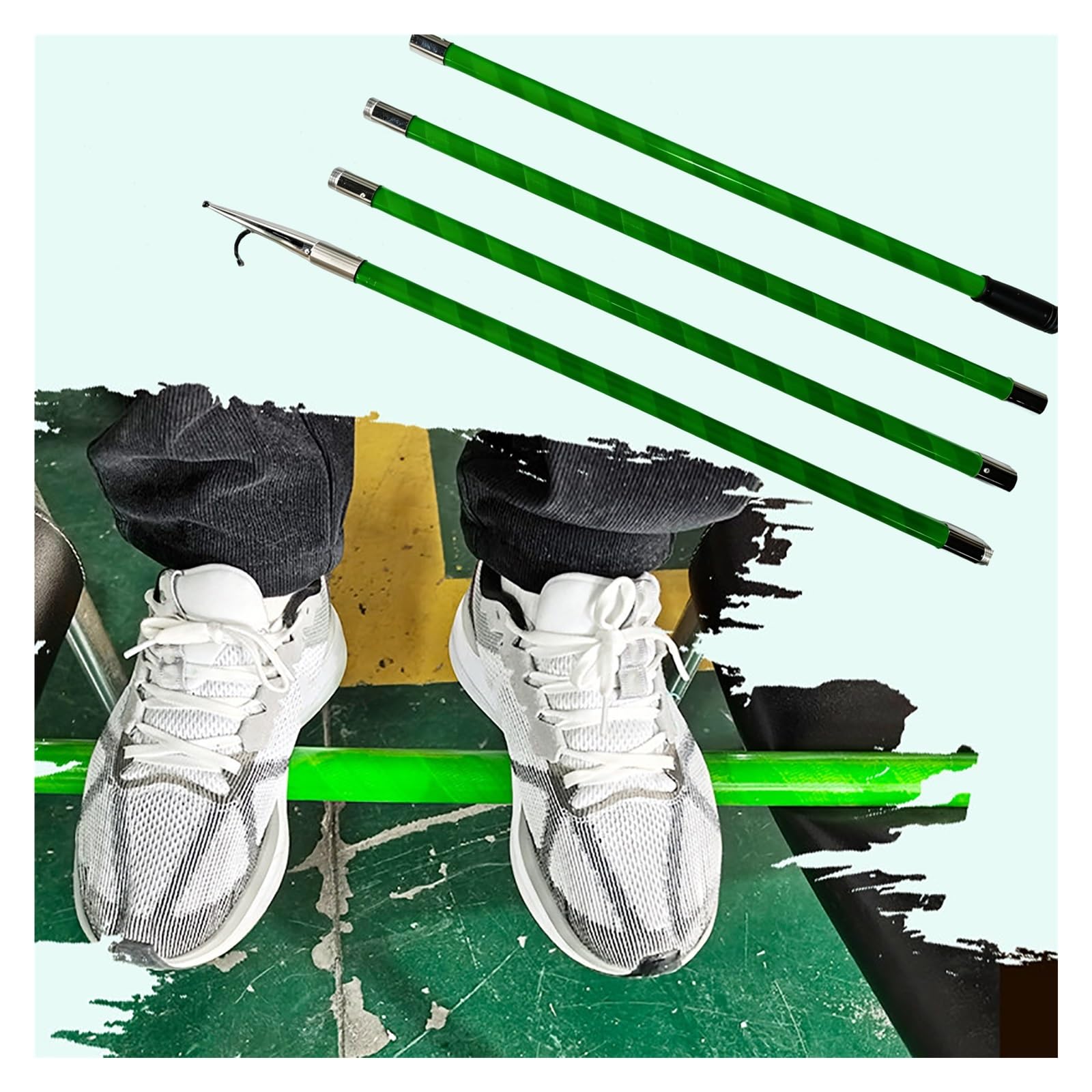 DJPHOFS Heavy Duty Fiberglass Pole with Hook On End, Dock Sticks with Hook for Mooring Retrieving Reaching, Lightweight Floating Dock Stick for Boats(13.1'/400cm)