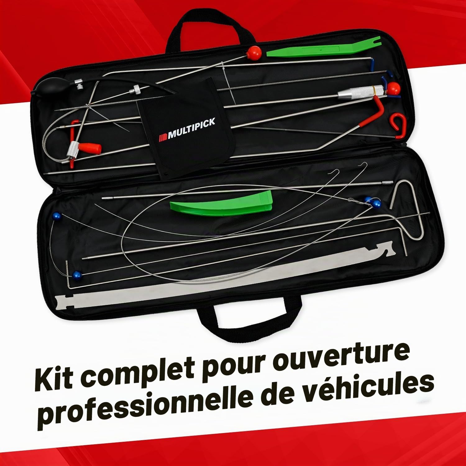 MULTIPICK Kit d’Ouverture Voiture – Outil de Levage & Kit Outils Professionnels – Outils de Démontage Garniture & Outils Auto pour Entrée Véhicule – Kit Déverrouillage Voiture