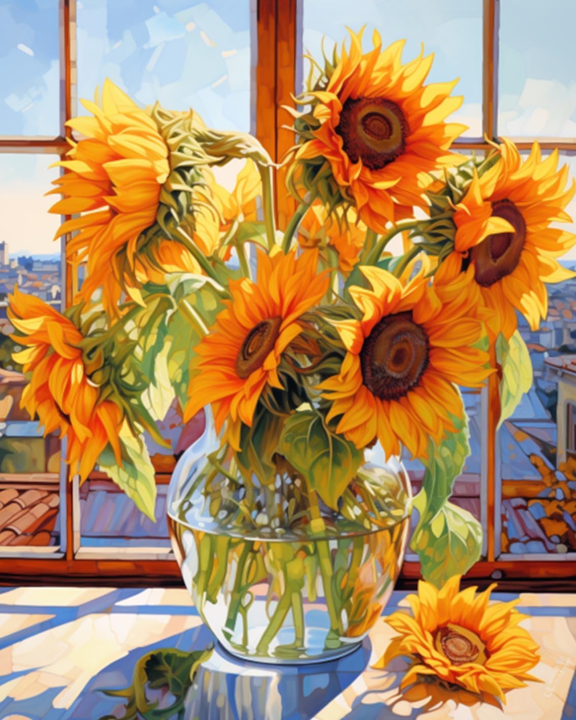 NANASUGUR Pintar con Numeros para Adultos, DIY Pintura por Números Decoraciones para el Hogar sin Marco 40x50cm,Girasol