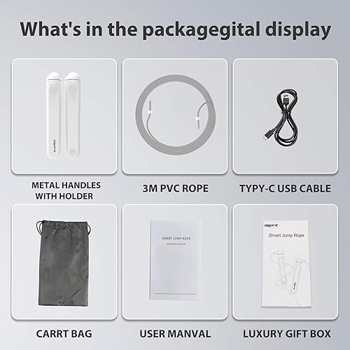 Miniatura 10 de Cuerda de saltar, cuerdas de salto de velocidad rápida sin enredos con contador para fitness para mujeres, cuerda de saltar con aplicación para