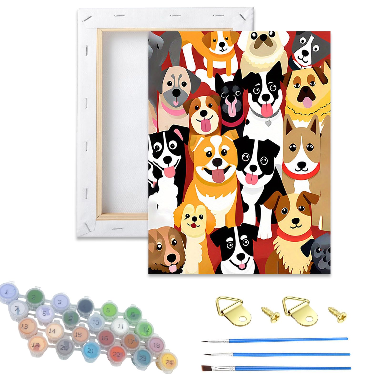 Xiangxujia Dog Wooden Framed Adult Paint By Numbers Kits,Easy Painting By Number Kits On Canvas,Color By Numbers Watercolor Gifts For Friends Home Wall Decor (Dog)