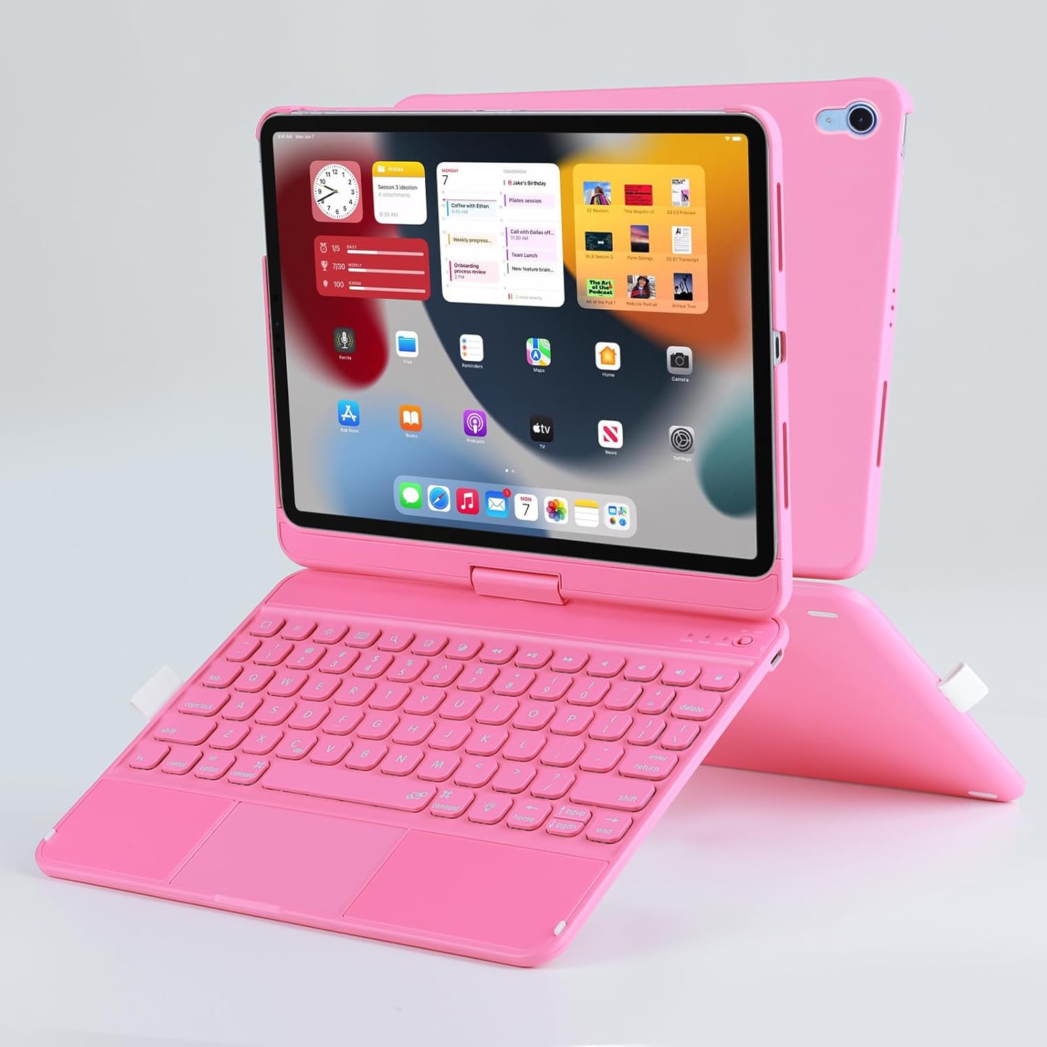 Keyboard case for iPad 11th A16 2025&10th Generation 10.9 inch 2022, Multi Touchpad 360 Swivel Light Thin Cover Backlight 10&11 Gen
