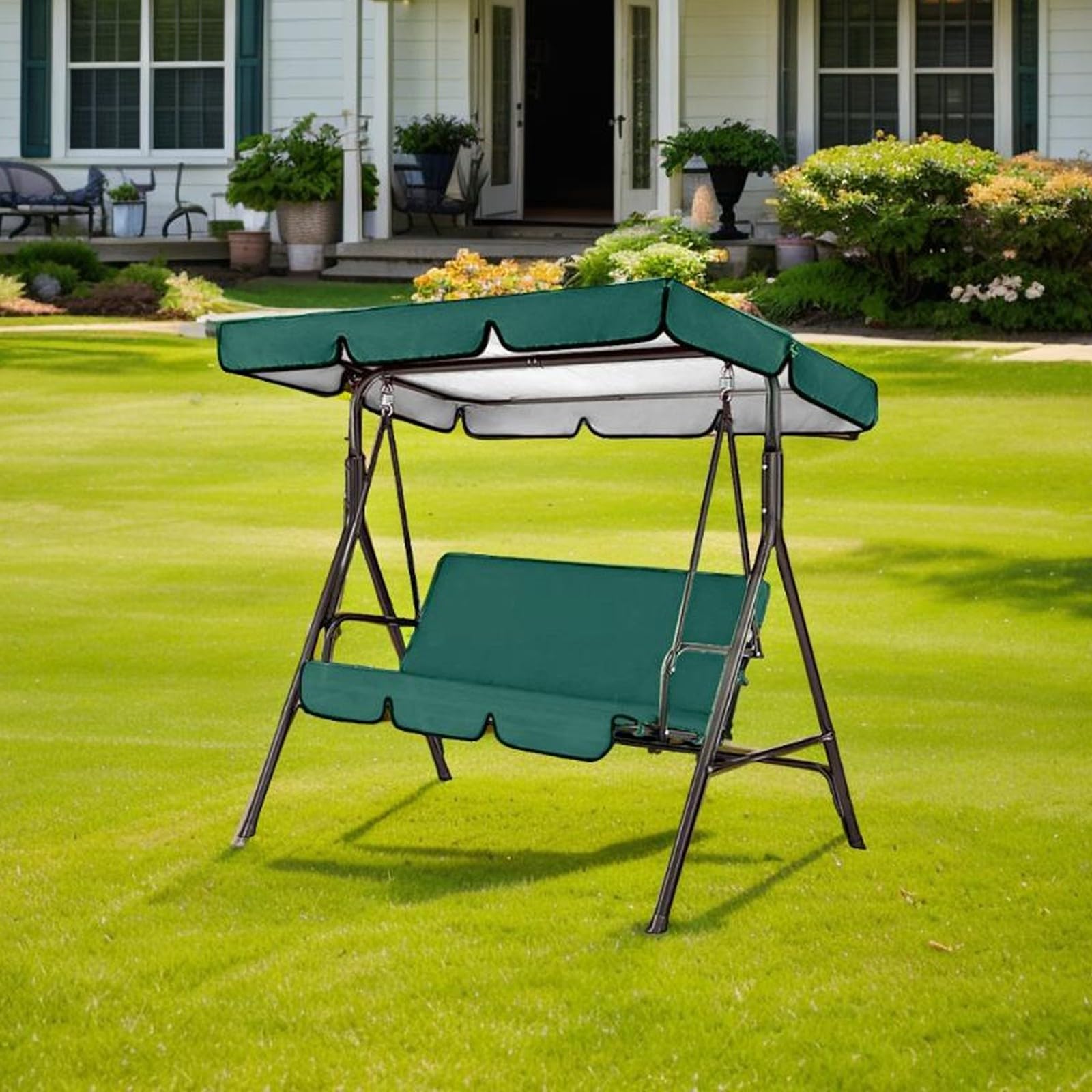 Ensemble de rechange pour balancelle de jardin en tissu Oxford 210D imperméable à trois piédestaux, résistant au soleil, ne se décolore pas, pour extérieur (noir, 164 x 114 x 15 cm)