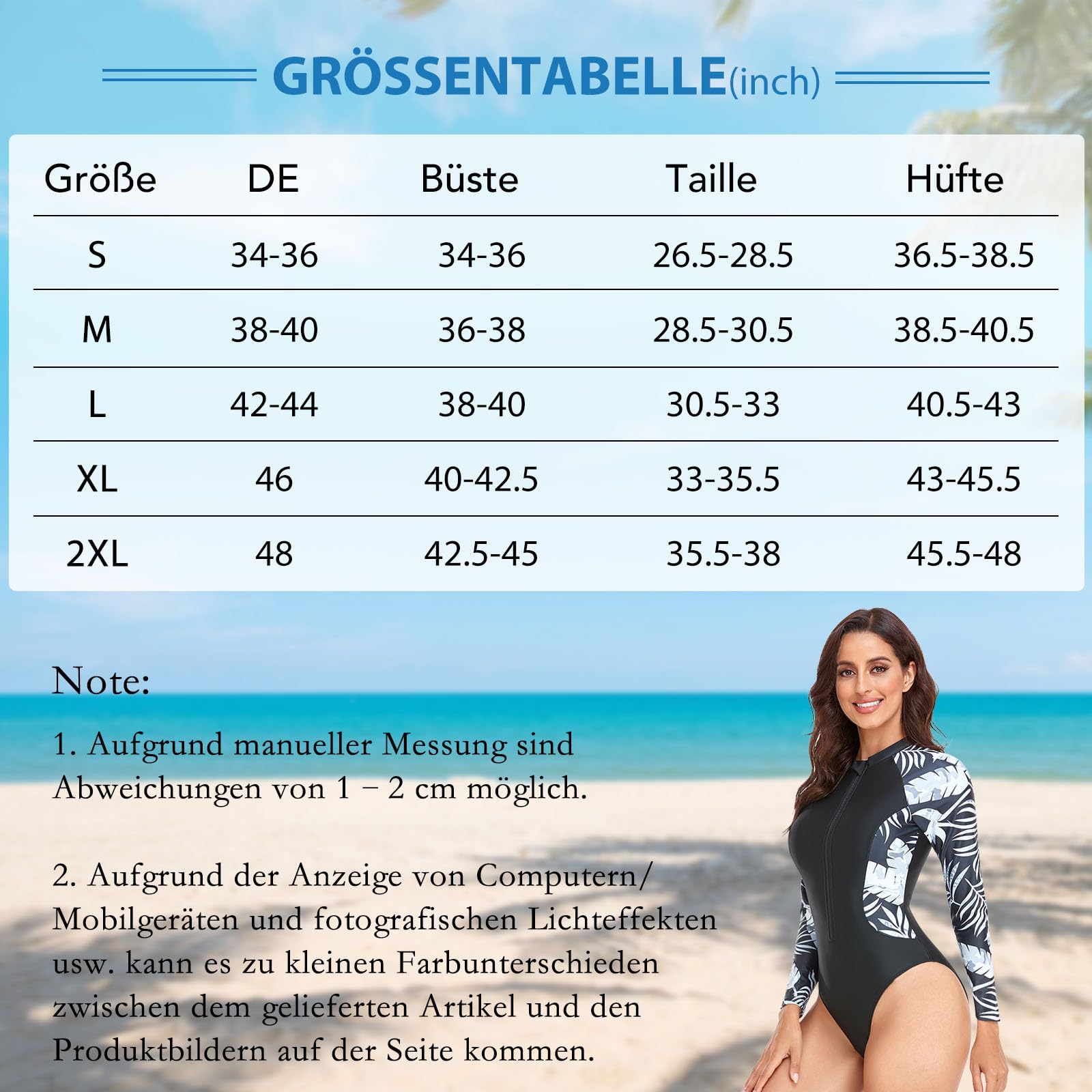 SHAPERIN Femme Maillot de Bain Une Pièce Manches Longues Maillot de Bain Combinaison Surf Rashguard avec Fermeture Éclair