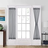 Vista 19 de Aquazolax Panel de cortina transparente para puerta francesa para ventana, elegante panel de cortina de gasa sólida con bolsillo para barra