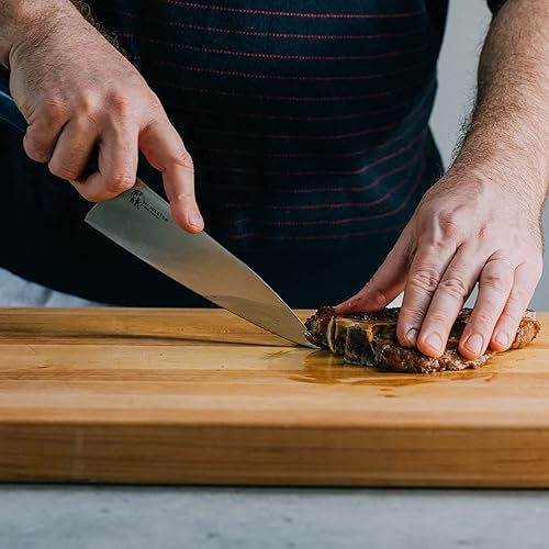 Vista 7 de Middleton Made Knives Echo - Cuchillo de chef profesional hecho a mano con acero inoxidable AEB-L, hecho en Estados Unidos, gran regalo de chef, Azul