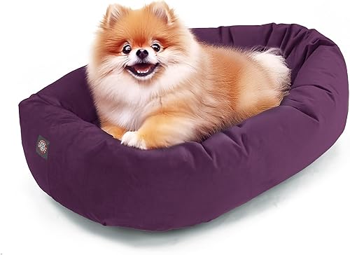 Miniatura 19 de Majestic Pet Cama para perro calmante de microterciopelo de 40 pulgadas, lavable – Acogedora cama redonda suave para perros con borde elevado para