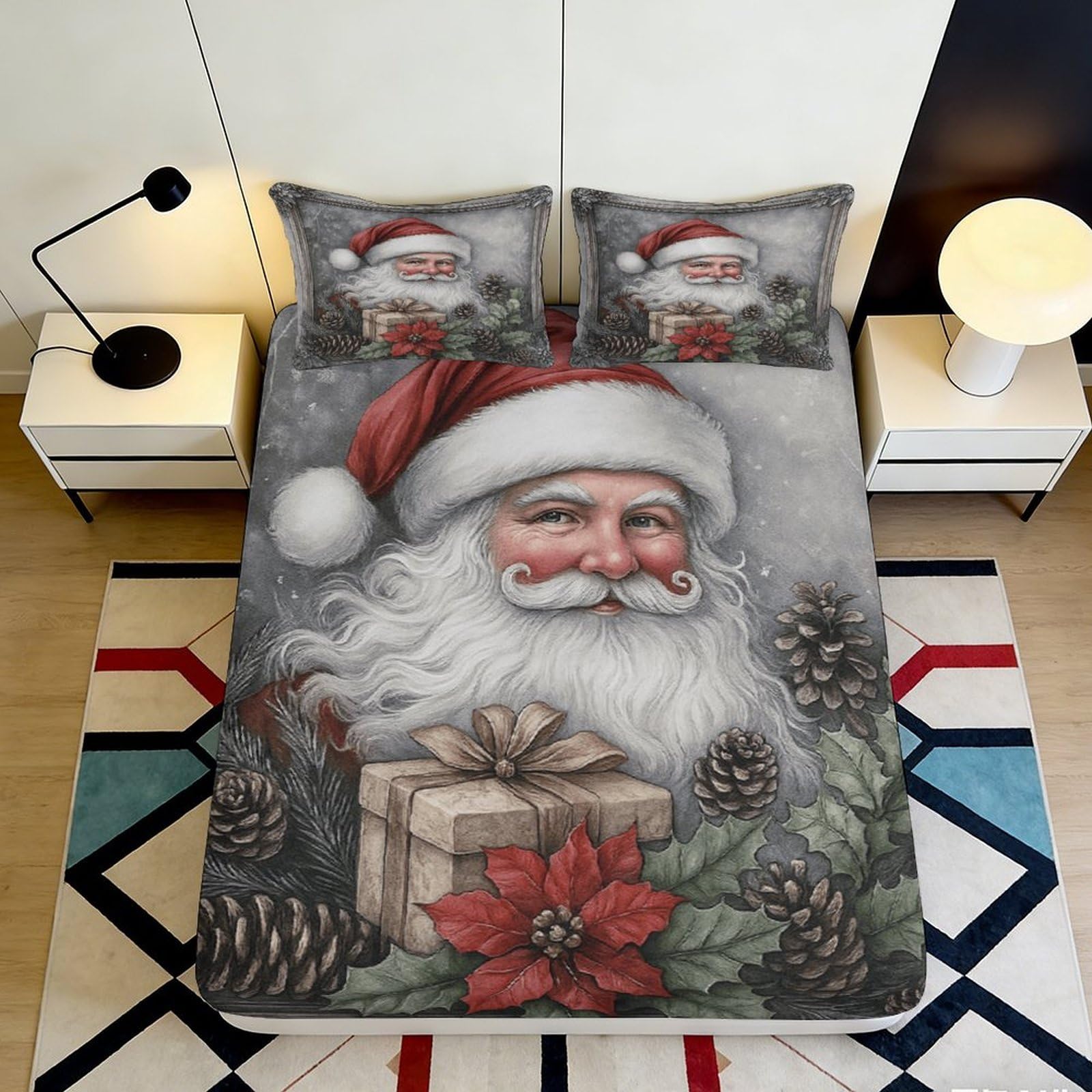 3D Printed Cute Penguin Fitted Sheet Microfiber Deep Pocket Non-Slip Bedroom Penguin Mattress Fitted Cover for Adults Teens 140x200x25cm